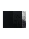 Ganni Recycled Wool-blend Fringe Scarf In Black