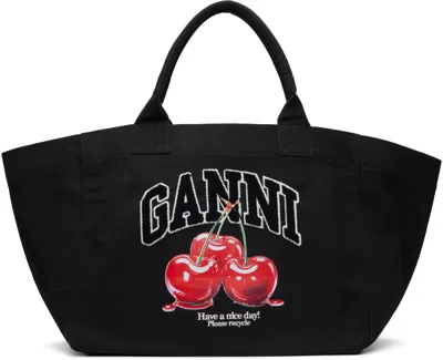 Ganni Black Xxl Cherry Tote