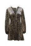 Ganni Blakely Leopard Print Mini Dress In Brown Silk Blend In Multi