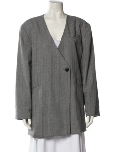 Pre-owned Ganni Blazer In Gray