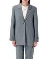 Ganni Future Melange Twill Suiting Blazer In Grey
