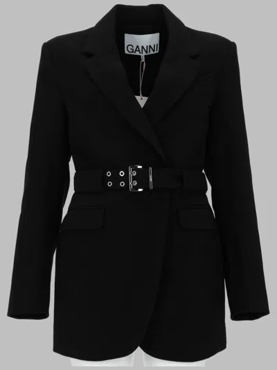 Ganni Recycled Polyester Utility Jacket In Black