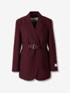 Ganni Womens Notched-lapel Eyelet Woven Blazer Port Royale In Red