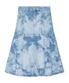 Ganni Blue Bleach Denim Flounce Midi Skirt In Blue