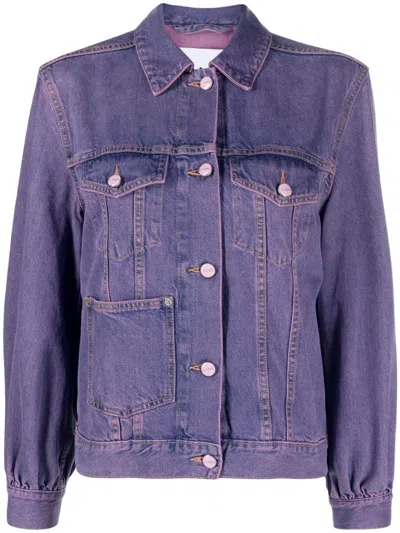 Ganni Purple Overdyed Bleach Jacket