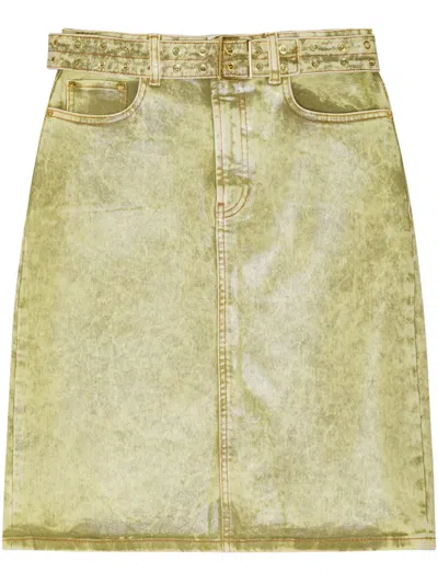 Ganni Jeansrock Mit Bleach-effekt In Gold
