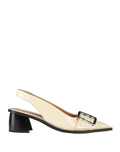 Ganni Block-heel Single-strap High Heels In Nude