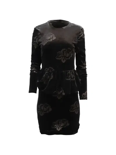 Pre-owned Ganni Bloomsbury Floral Mini Dress In Black