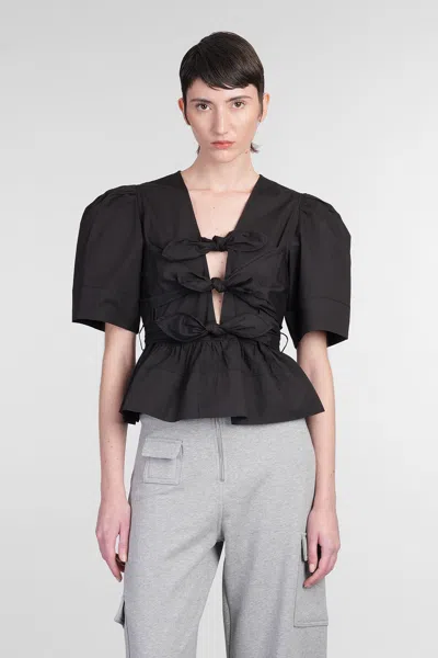 Ganni Blouse In Black Cotton