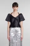 Ganni Black Halterneck Blouse In Nero