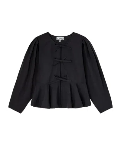 Ganni Blouse In Cotton Poplin In Black