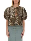 Ganni Blouse With Animal Pattern In Animal Print