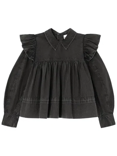 Ganni Blouse With Collar In Black