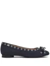 Ganni Blu Navy Ballerina Flats Embellished With Silver Studs In Blue