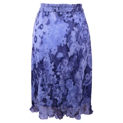 Pre-owned Ganni Blue Abstract Print Midi Skirt - Eu 36