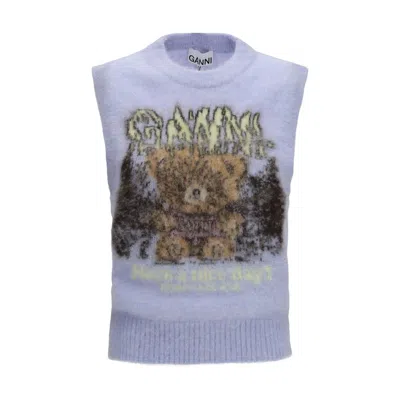 Ganni Blue Alpaca Vicugna Pacos Sweatshirt In Purple