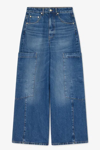 Ganni Blue Baggy Wide Jeans