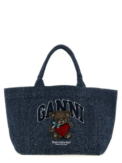 GANNI BLUE BEAR MEDIUM TOTE