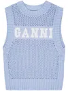 Ganni Textured Organic Cotton Blend Sweater Vest In Blue