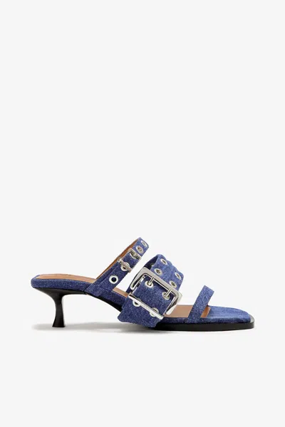 Ganni Blue Buckle Strap Mule