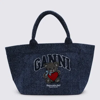 Ganni Blue Cotton Tote