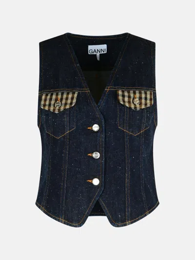 Ganni Blue Cotton Vest