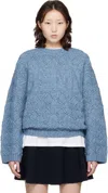 Ganni ブルー Bubble コットン ウール セーター In Blue