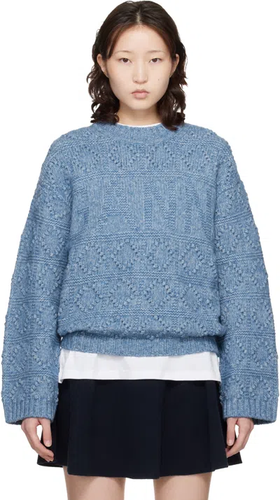 Ganni ブルー Bubble コットン ウール セーター In Blue