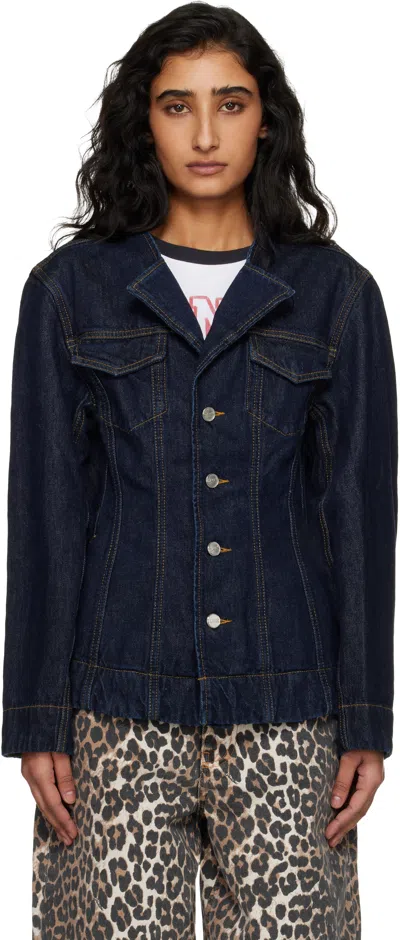 Ganni Blue Denim Blazer