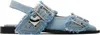 Ganni Feminine Denim Ballet Flats In 928 Faded Denim