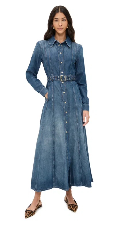 GANNI BLUE DENIM DRESS MID BLUE VINTAGE