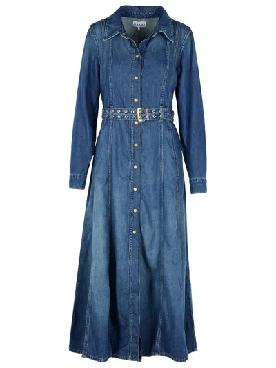 GANNI GANNI BLUE DENIM DRESS WOMEN