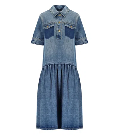 Ganni Blue Denim Shirt Dress