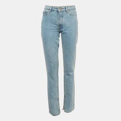 Ganni Blue Denim Straight Leg Jeans S Waist