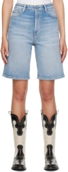Ganni Blue Faded Denim Shorts In 565 Light Blue Vinta