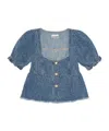 Ganni Blue Fluffy Denim Blouse In Light Blue