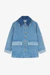 Ganni Patchwork Denim Jacket In Blue