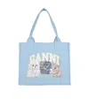 Ganni Blue Large Animal Print Tote
