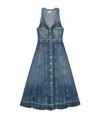 Ganni Blue Light Denim Belt Midi Dress In Chinese Blue Retro
