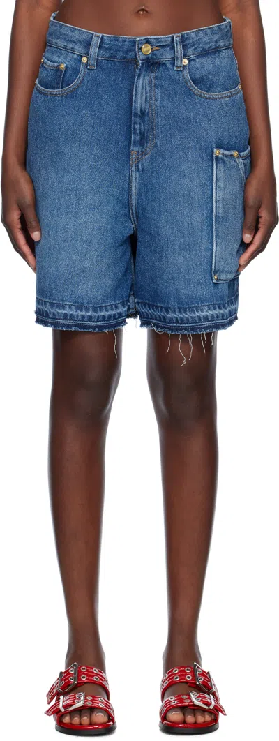 GANNI BLUE LIGHT DENIM SHORTS
