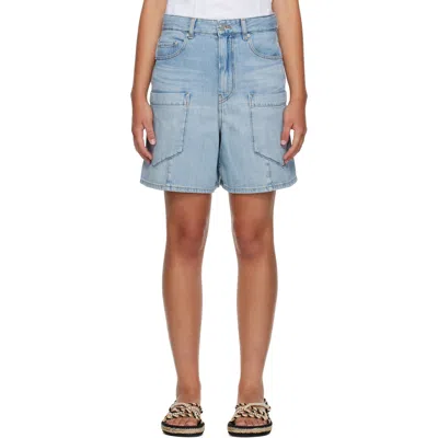 Ganni Blue Lightweight Denim Baggy Cargo Shorts