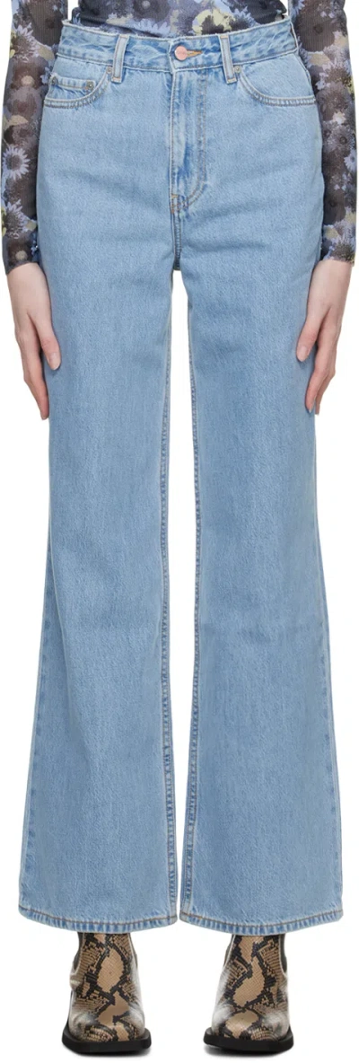 Ganni Blue Mangy Jeans In Light Denim