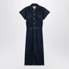 Ganni Blue Midi Dress In Organic Denim In Blue