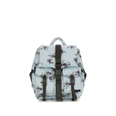 GANNI BLUE POLYESTER BACKPACK