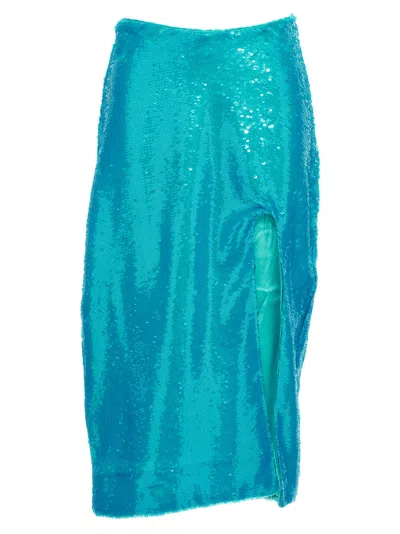 Ganni Blue Recycled Polyester Midi Women's Skirt