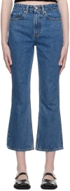 Ganni Blue Rigid Betzy Jeans In 566 Mid Blue Stone