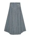 Ganni Womens Seersucker Pocket-front Check Woven Maxi Skirt Soft Chambray In Blue
