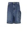Ganni Blue Shorts With Belt Loops And One Front Patch Pocket
