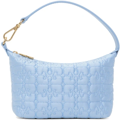 Ganni Blue Small Butterfly Pouch Satin Bag In 646 Baby Blue