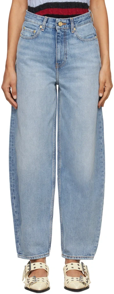 Ganni Blue Stary Jeans In 565 Light Blue Vinta
